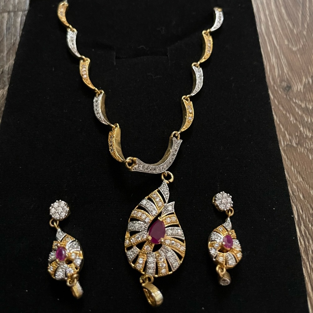Gold & Silver Necklace & Earrings Set